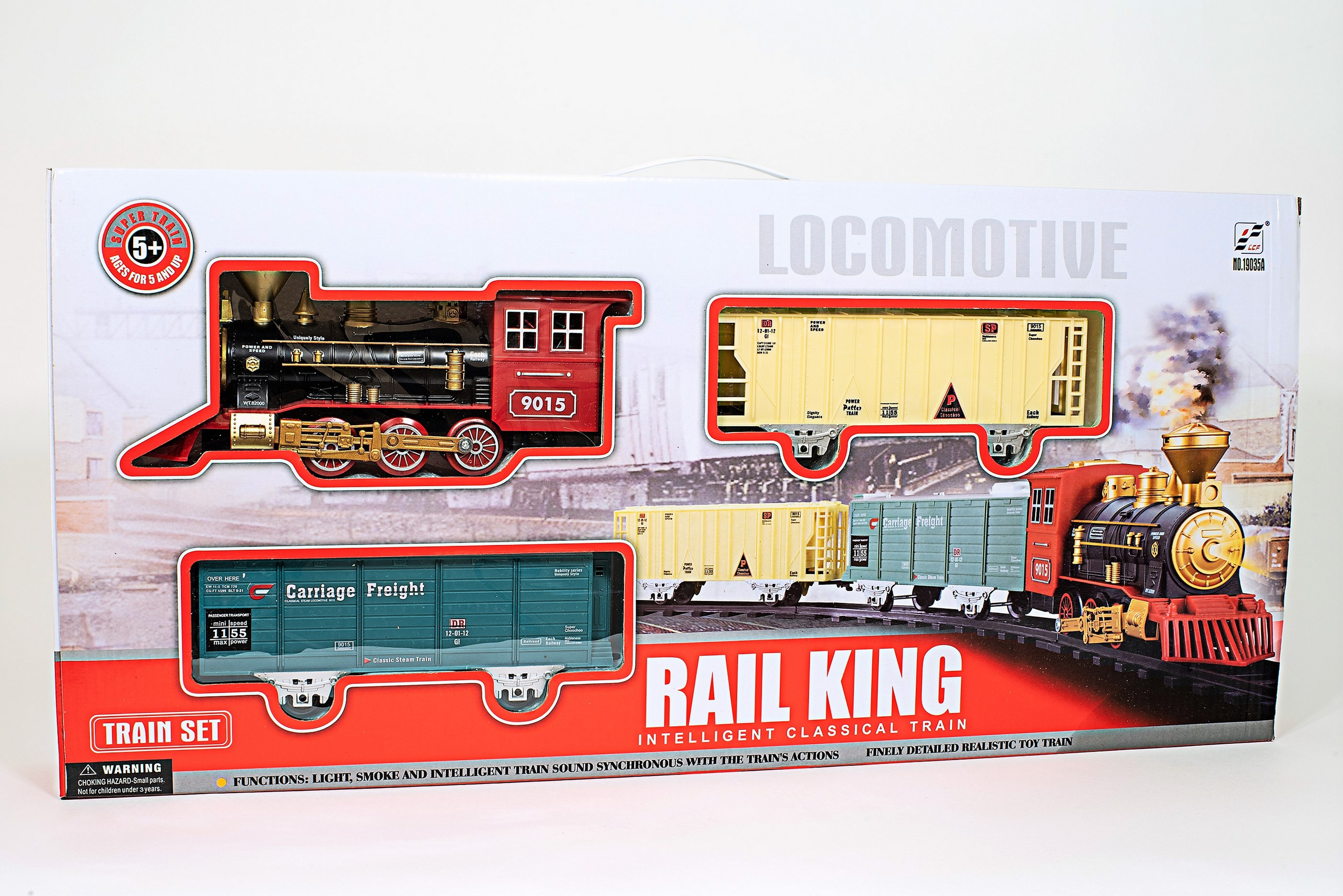Zug Set mit elektrische Lokomotive und Schienen Rail King 19035A Eisenbahn